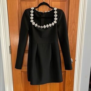 Chic Black Dress with Floral Embellishments